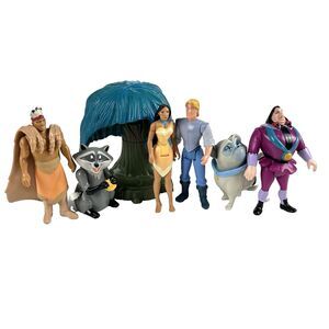 BURGER KING Pocahontas Toy Lot Plastic Figures Kid's Club VTG 90s Cake Toppers